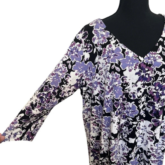 J.Jill Floral Wearever Collection Long Sleeve Dress Purple Size XL - Picture 3 of 8